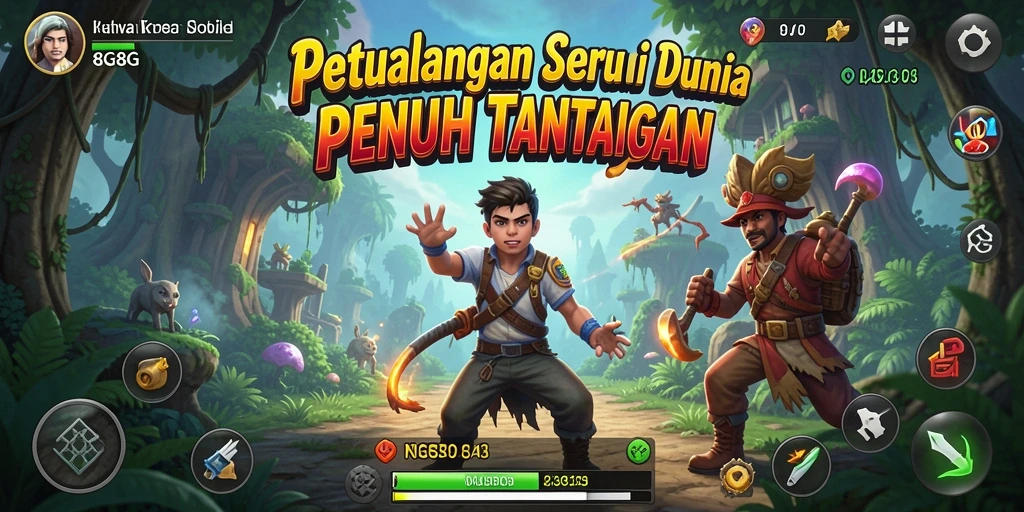 Screenshot gameplay 8G8G menampilkan petualangan seru dan karakter menarik.