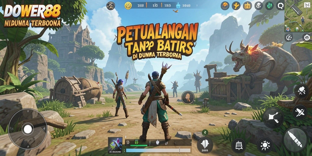 Screenshot DOWER88 menampilkan petualangan dalam dunia Open World yang luas.