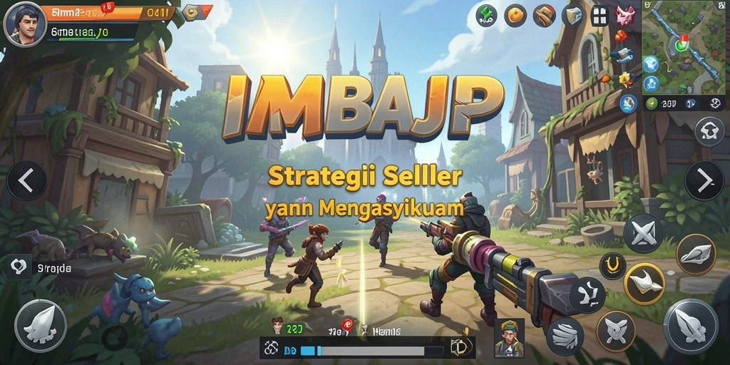 Screenshot utama IMBAJP menampilkan medan pertempuran strategis dengan pasukan yang siap bertempur.