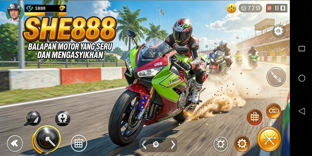 Tampilan gameplay SHE888 yang penuh aksi dan kecepatan.