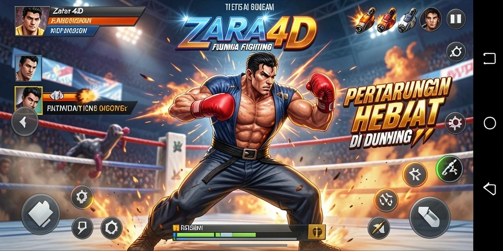 Screenshot gameplay ZARA4D menampilkan aksi pertempuran yang mendebarkan.